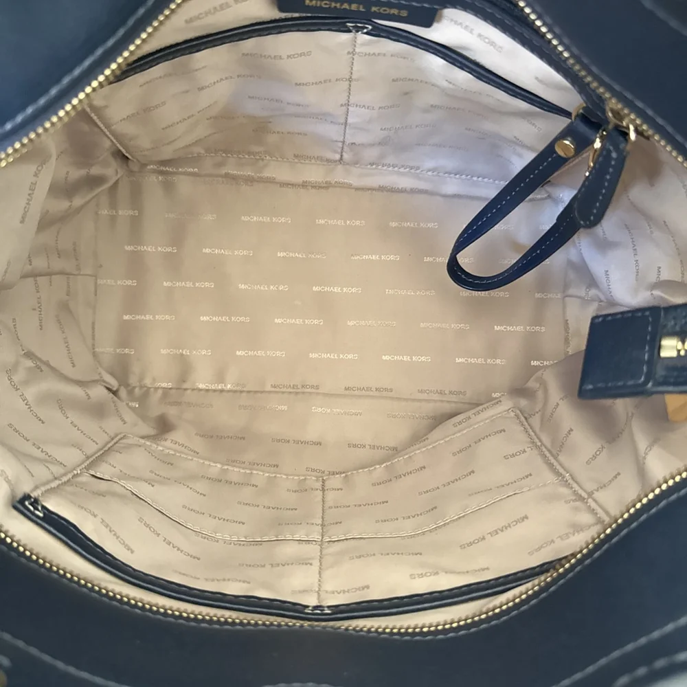Michael Kors Mott Medium Tote Leather Admiral Blue Shoulder Bag